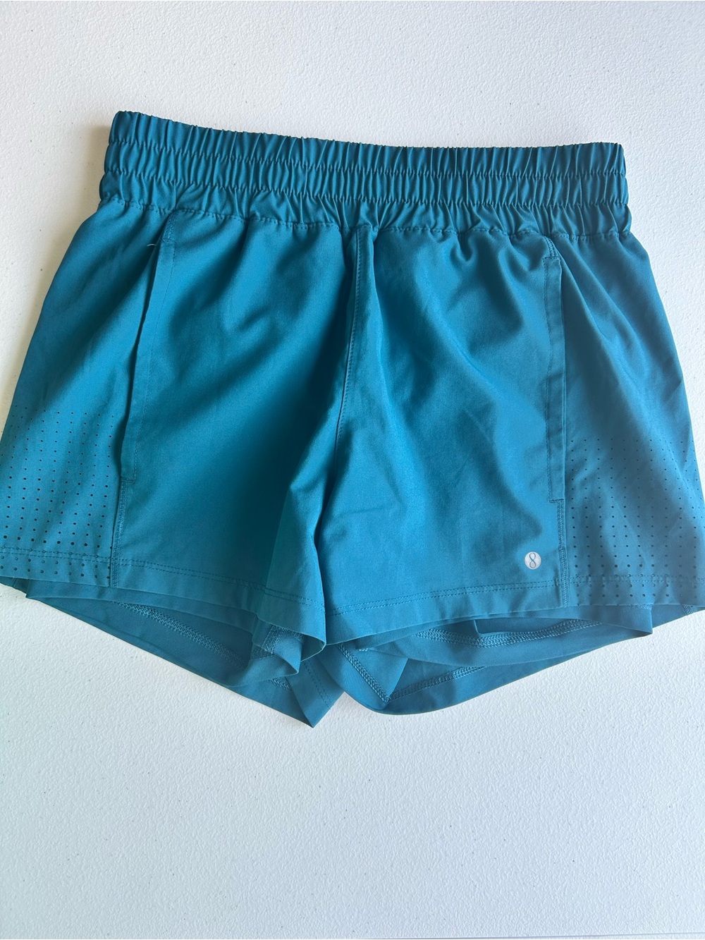 Layer 8 Qwick-Dry Teal Lined Running Shorts with Side Pockets Size XS